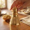 Handcrafted Pure Brass Mukhwas Bottle (15 cm / 6 cm)Fine Embossed Floral Pattern Mouth Freshener Storage Container & Royal Tableware