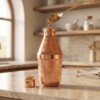 Handcrafted Pure Brass Mukhwas Bottle (15 cm / 6 cm) – Rose Gold Polish Finish with Embossed Apple Floral Pattern Mouth Freshener Storage Container & Tableware