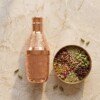 Handcrafted Pure Brass Mukhwas Bottle (15 cm / 6 cm) – Rose Gold Polish Finish with Embossed Apple Floral Pattern Mouth Freshener Storage Container & Tableware