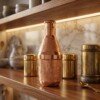Handcrafted Pure Brass Mukhwas Bottle (15 cm / 6 cm) – Rose Gold Polish Finish with Embossed Apple Floral Pattern Mouth Freshener Storage Container & Tableware