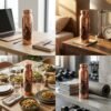 Royal Printed Pure Copper Water Bottle with Peacock Art (950 ml)