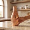 Handcrafted Pure Brass Mukhwas Bottle (15 cm / 6 cm) – Rose Gold Polish Finish with Embossed Apple Floral Pattern Mouth Freshener Storage Container & Tableware