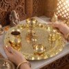 Make_it_3_4_2K_202607221331 (1) Heritage Fine-Engraved Pure Brass Pooja Thali Set (6 Pieces) – Scalloped Edge Brass Puja Combo with Bell, Diya & Lota