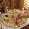 Make_it_3_4_2K_202607221331 (2) Heritage Fine-Engraved Pure Brass Pooja Thali Set (6 Pieces) – Scalloped Edge Brass Puja Combo with Bell, Diya & Lota
