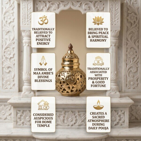 Handcrafted Premium Pure Brass Navratri Garbo (7 Inches / 450g) – Intricate Swastik & Floral Cutout Jaali Work