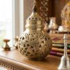 Handcrafted Premium Pure Brass Navratri Garbo (7 Inches / 450g) – Intricate Swastik & Floral Cutout Jaali Work