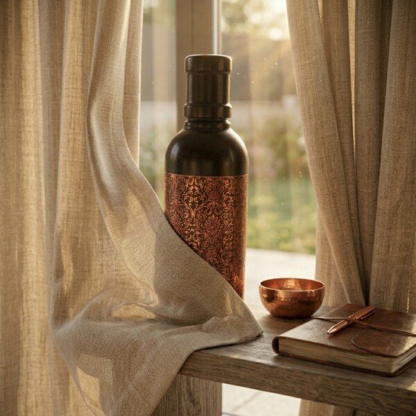 make_it_1_1_202607131326 (1) Royal Matte Black Pure Copper Water Bottle (1 Liter) – Vintage Filigree Engraved Print