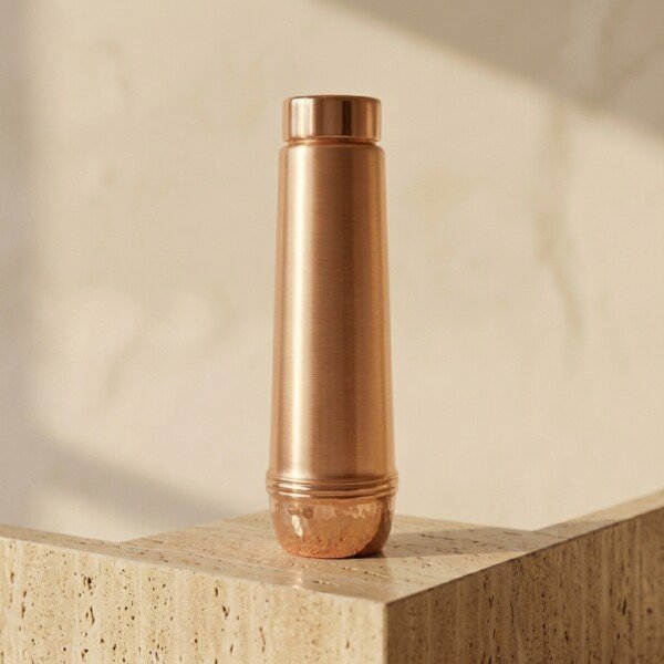 make_it_1_1_202607131332 Royal Dual-Texture Pure Copper Water Bottle (1 Liter) – Smooth Brushed Body with Hammered Base