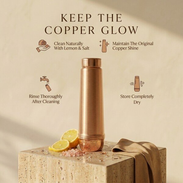make_it_1_1_202607131333 Royal Dual-Texture Pure Copper Water Bottle (1 Liter) – Smooth Brushed Body with Hammered Base