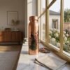 Royal Printed Pure Copper Water Bottle with Peacock Art (950 ml)