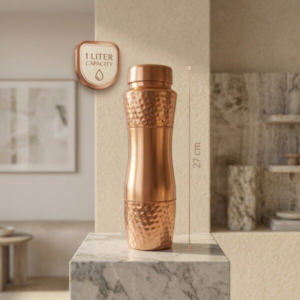 make_it_1_1_202607141155 (3) Royal Hammered Pure Copper Water Bottle (1 Liter) – Leak-Proof Ayurvedic Health Bottle