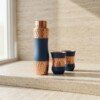 CopperCraft Midnight Blue Pure Copper Water Bottle Set (1 Liter) with 2 Matching Copper Glasses – Dual Finish
