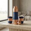 CopperCraft Midnight Blue Pure Copper Water Bottle Set (1 Liter) with 2 Matching Copper Glasses – Dual Finish