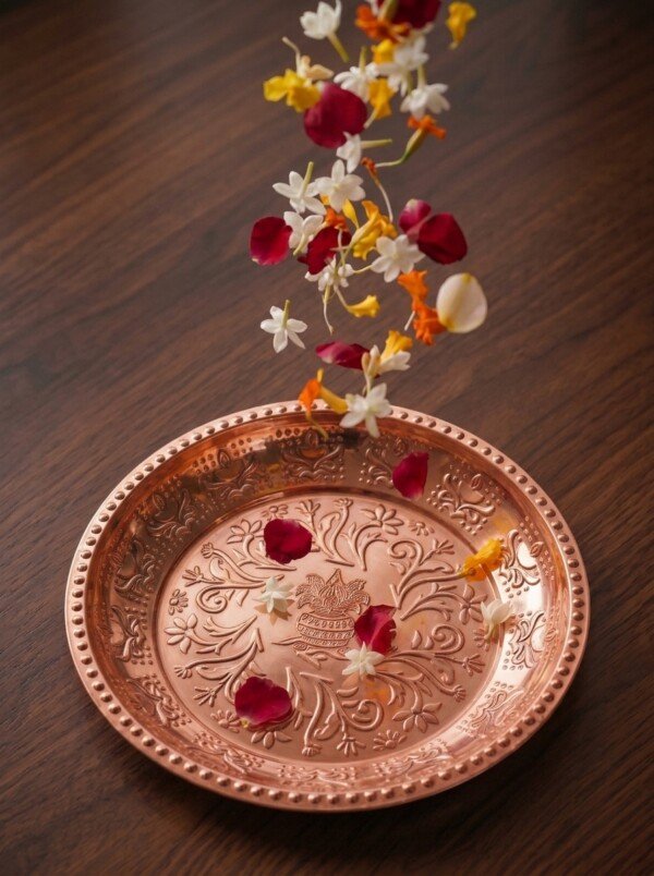 make_it_3_4_202607222307 (5) Handcrafted Pure Metal Puja Thali / Tras – Copper Finish Embossed Kalash & Floral Design (Copy)