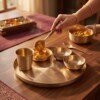 Authentic Handcrafted Pure Kansa Dinner Thali Set (11 Inches / 27.94 cm) – 6-Piece Traditional Bell Metal Dining Set (1 Thali, 2 Bowls, 1 Sweet Dish Bowl, 1 Glass, 1 Spoon)