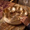 Authentic Handcrafted Pure Kansa Dinner Thali Set (11 Inches / 27.94 cm) – 6-Piece Traditional Bell Metal Dining Set (1 Thali, 2 Bowls, 1 Sweet Dish Bowl, 1 Glass, 1 Spoon)
