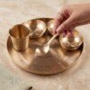 Authentic Handcrafted Pure Kansa Dinner Thali Set (11 Inches / 27.94 cm) – 6-Piece Traditional Bell Metal Dining Set (1 Thali, 2 Bowls, 1 Sweet Dish Bowl, 1 Glass, 1 Spoon)