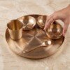 Authentic Handcrafted Pure Kansa Dinner Thali Set (11 Inches / 27.94 cm) – 6-Piece Traditional Bell Metal Dining Set (1 Thali, 2 Bowls, 1 Sweet Dish Bowl, 1 Glass, 1 Spoon)