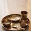 Authentic Handcrafted Pure Kansa Dinner Thali Set (11 Inches / 27.9 cm) – 6-Piece Royal Bell Metal Set with Antique Floral Laser Engraved Borders (1 Thali, 2 Curry Bowls, 1 Sweet Dish Bowl, 1 Glass, 1 Spoon)
