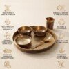 Authentic Handcrafted Pure Kansa Dinner Thali Set (11 Inches / 27.9 cm) – 6-Piece Royal Bell Metal Set with Antique Floral Laser Engraved Borders (1 Thali, 2 Curry Bowls, 1 Sweet Dish Bowl, 1 Glass, 1 Spoon)