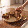 Authentic Handcrafted Pure Kansa Dinner Thali Set (11 Inches / 27.9 cm) – 6-Piece Royal Bell Metal Set with Antique Floral Laser Engraved Borders (1 Thali, 2 Curry Bowls, 1 Sweet Dish Bowl, 1 Glass, 1 Spoon)