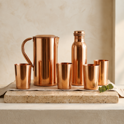 Antique Moroccan Lattice Pure Copper Water Dispenser (8 Liters) with Brass Tap – Premium 3D Embossed Water Pot